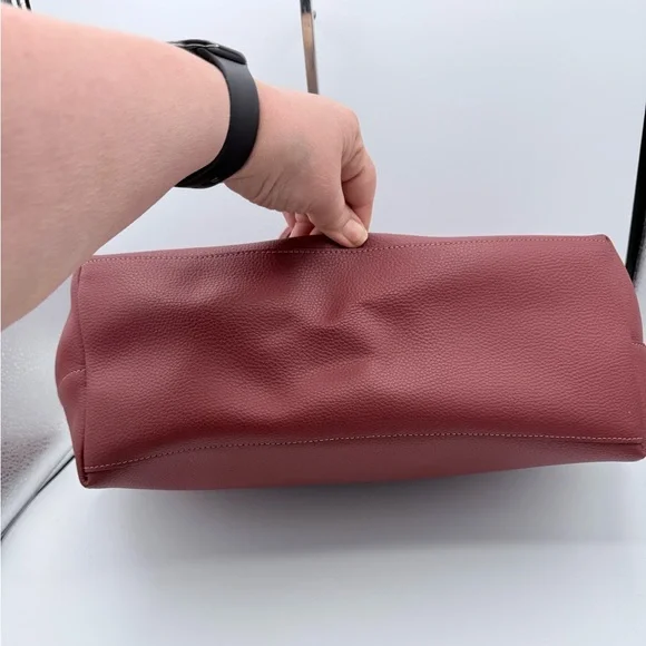 Coach Town Tote Polished Pebble Leather Wine Pink Interior Gold Hardware 72673 - Picture 5 of 12